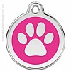 Red Dingo Hot Pink Paw Print Dog ID Tag